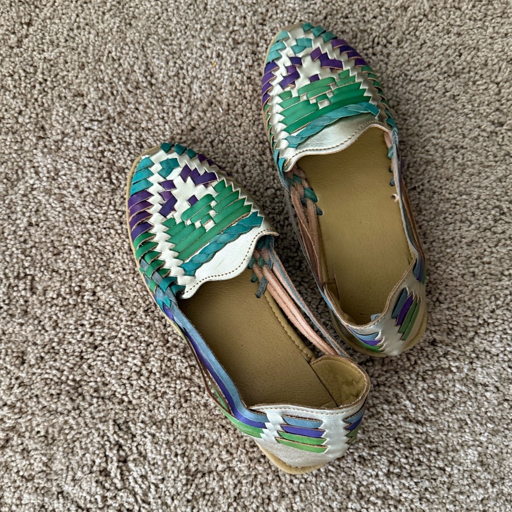 Colorful Woven Leather Flats